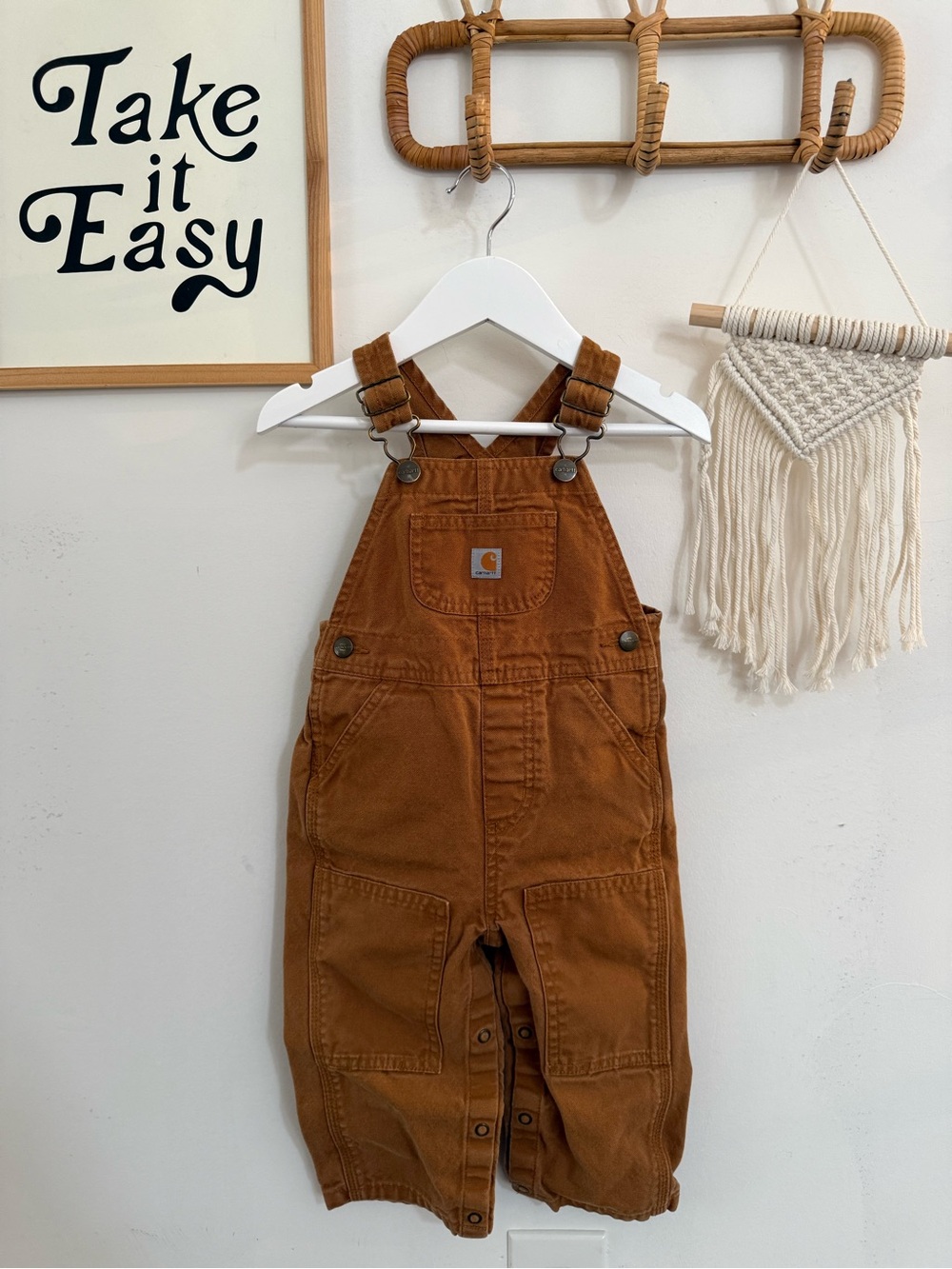 Carhartt 18m tan bibs overalls